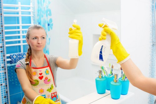 Curtain cleaning in a bright living room with fresh window drapes