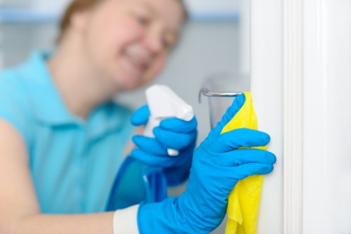 Pet stain odour removal on carpet with cleaning supplies