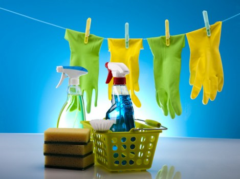 Cleaning a stained hard surface in the kitchen